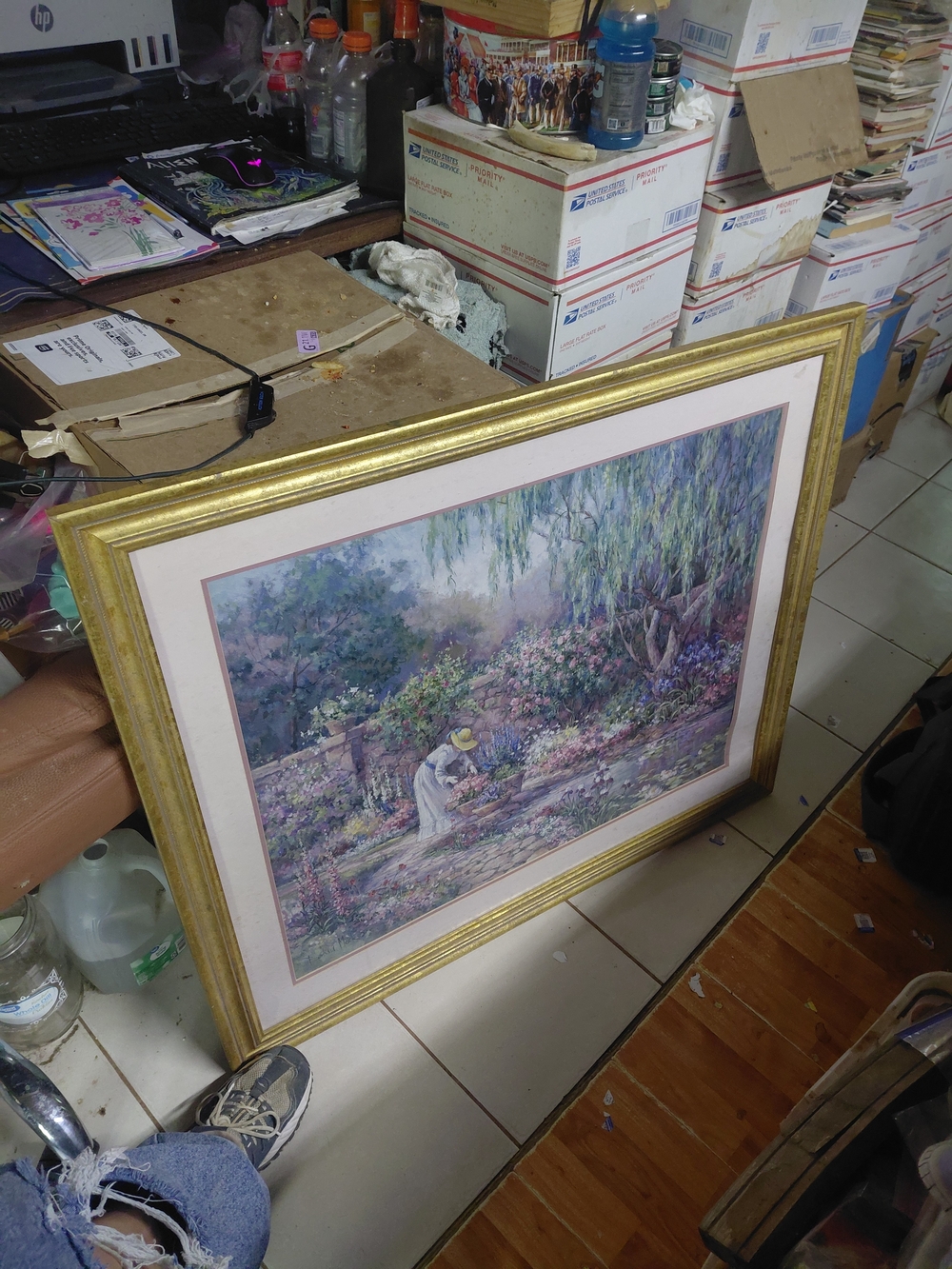 framed print artwork "Her Garden" the American artist Barbara Mock.37.5"x31.5"